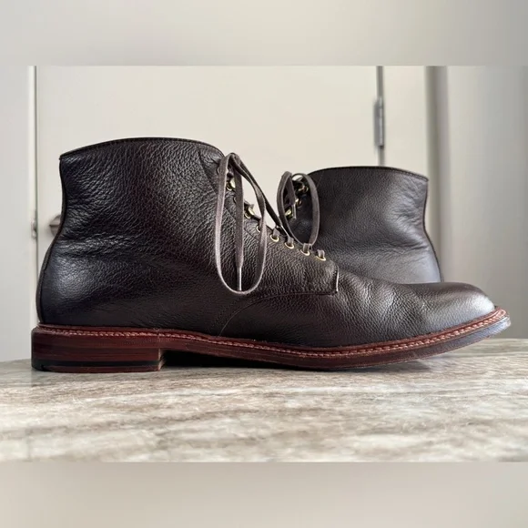 ALDEN  X Unionmade Boots Dark Brown Calfskin Lace Up Ankle 13 BD Plain Toe - Picture 4 of 10